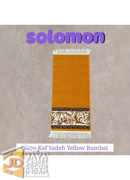 Sajadah Imam  Solomon  motif Gisoo Kaf Sadeh Yellow Rumbai ukuran 60 x 120 cm & 60 x 150 cm